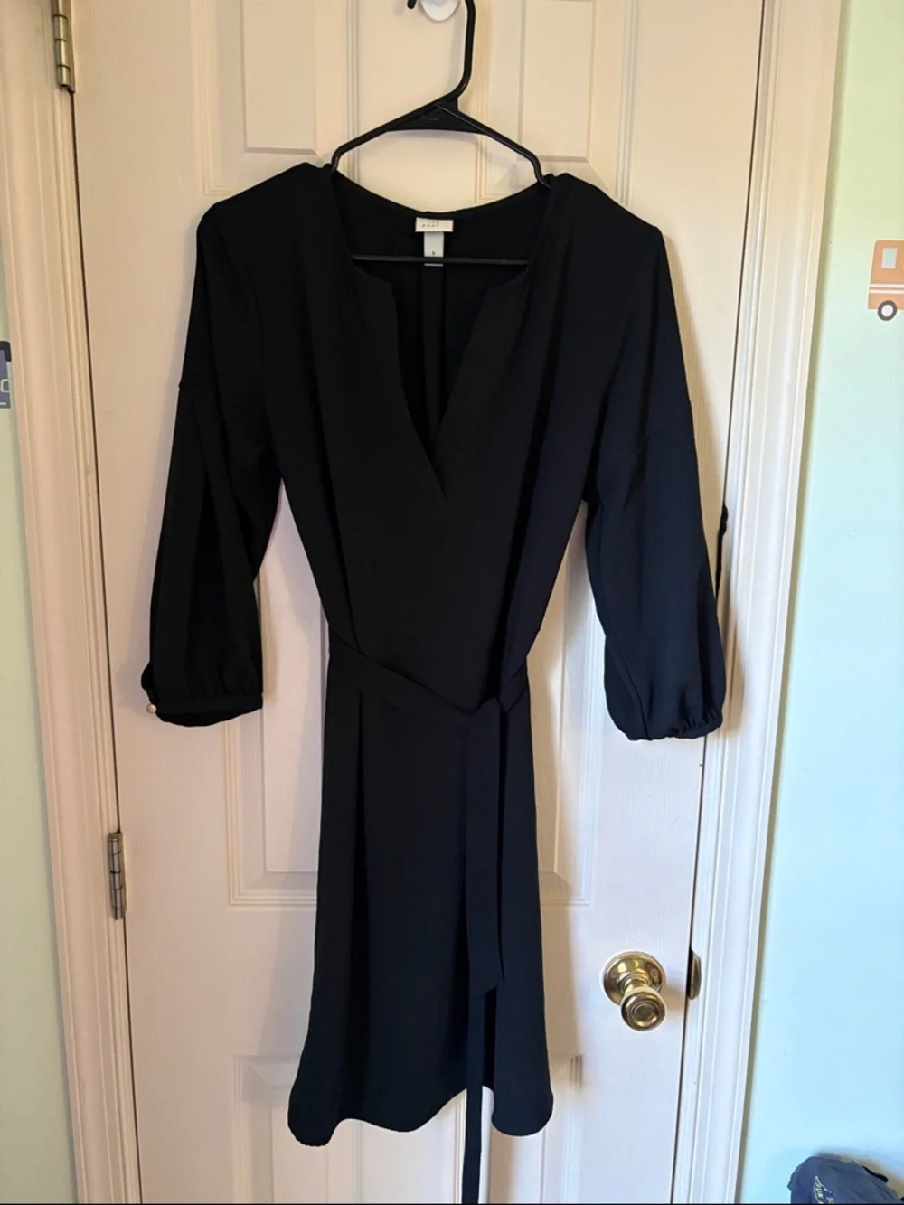 a new day Black V-Neck Belted Long Sleeve Dress - Picture 1 of 6